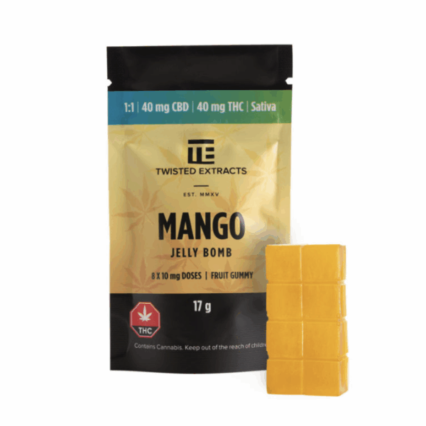 Twisted Extracts - Jelly Bombs 80mg - 1:1 Mango (Sativa)